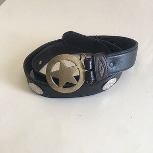 Vintage Deputy Sheriff Star Western Belt Mens Size 44 Genuine ￼Leather Cowboy